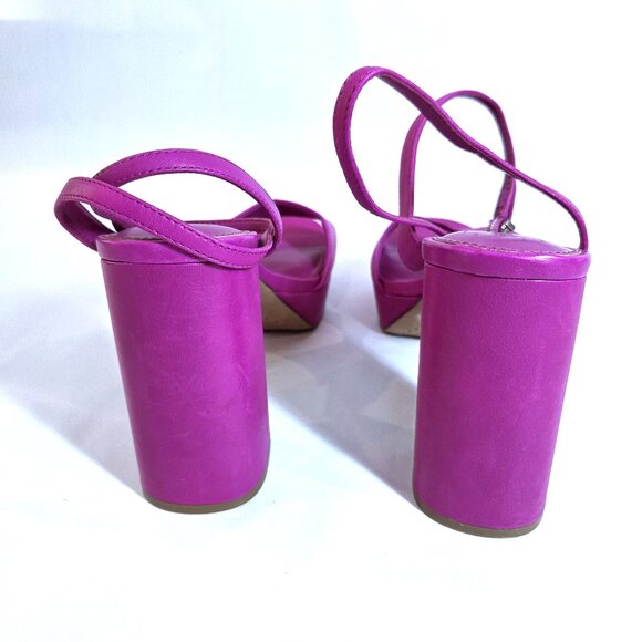 NWOT Vince Camuto Pink Leather Open Toe Block Platform Heels Size 10 - Picture 2 of 4